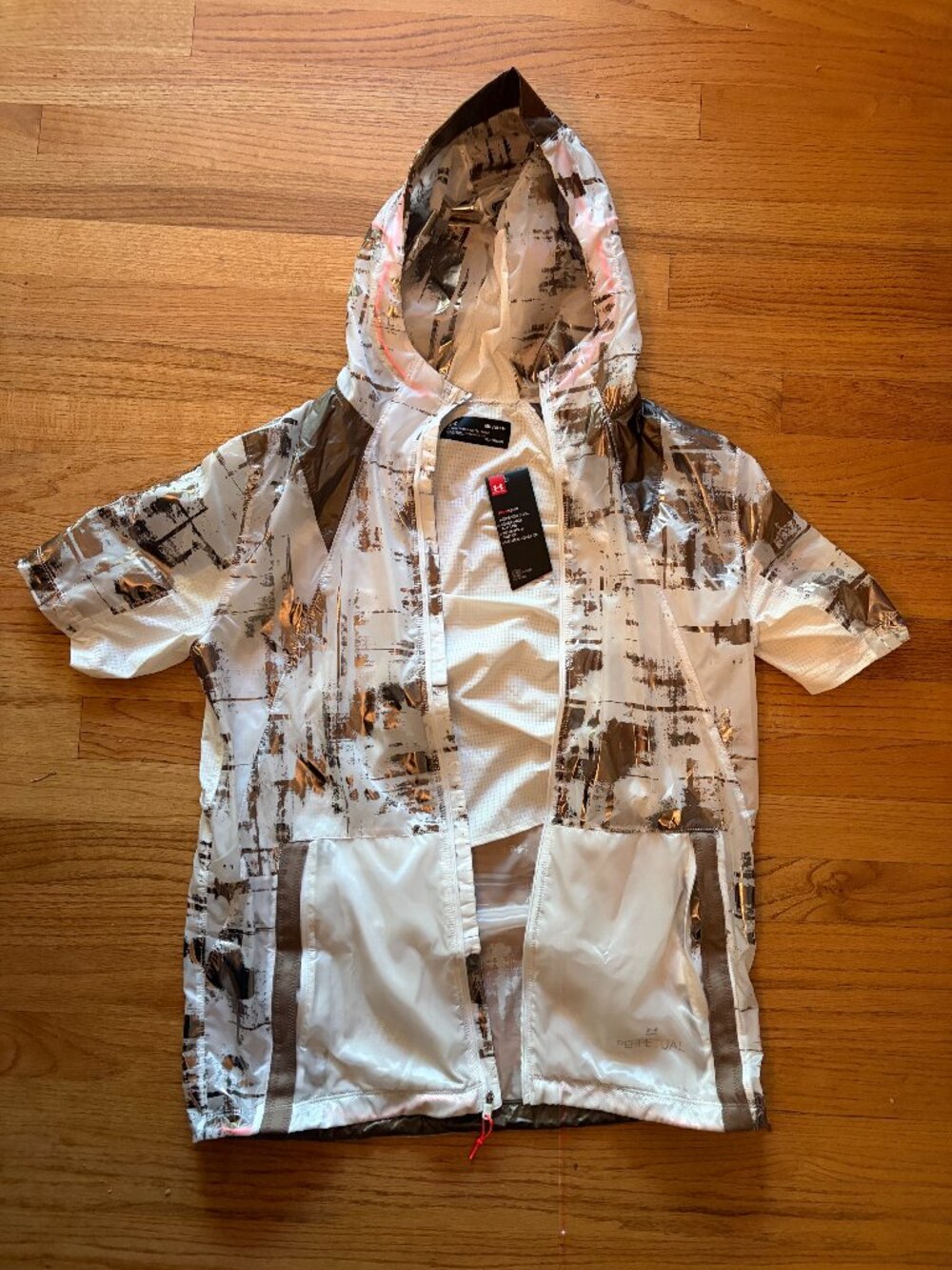 Under Armour Men's Hooded Zip Windbreaker Jacket White/Gray Camo Size M
